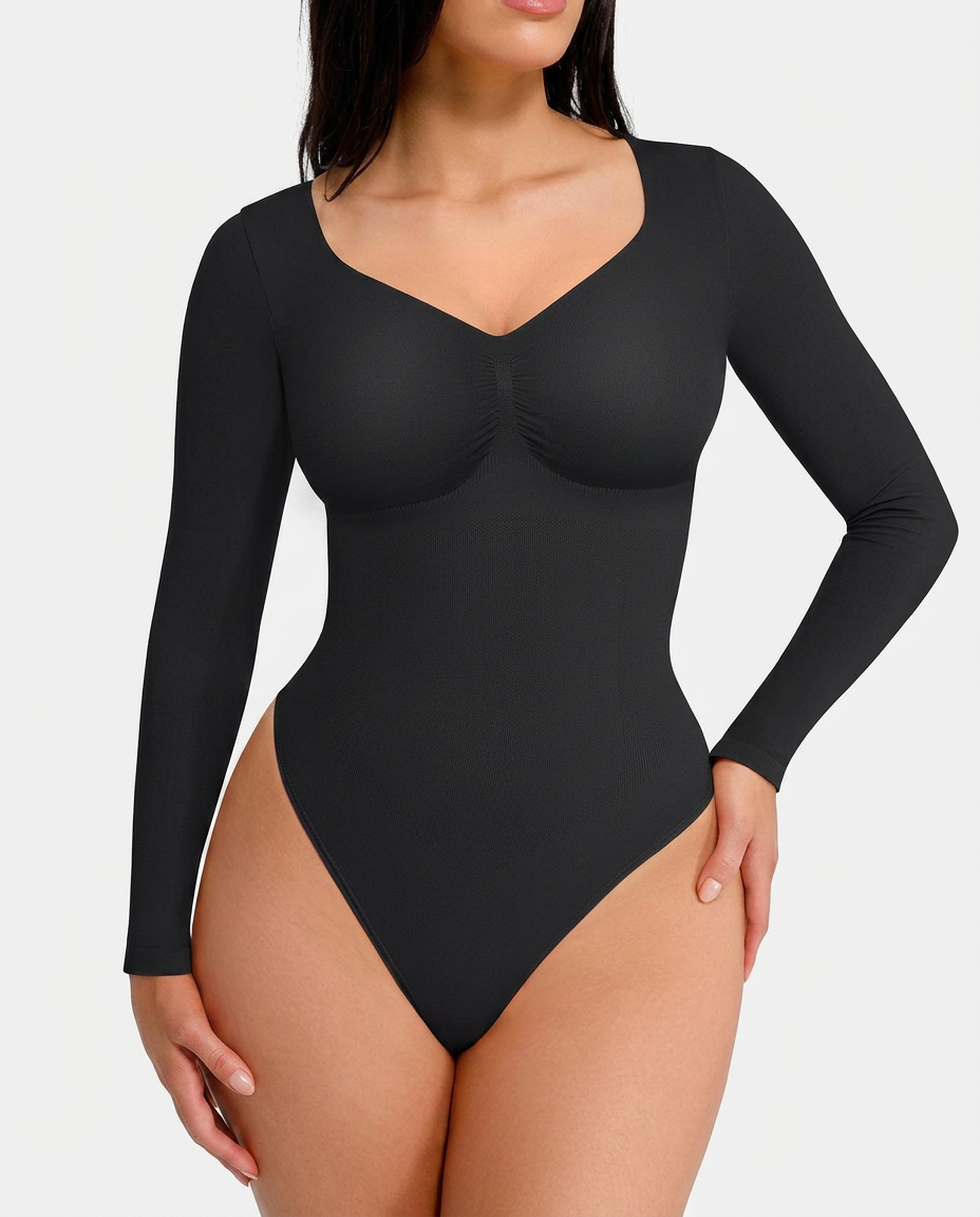 COANDMI Sculpt Long Sleeve Bodysuit - Front View