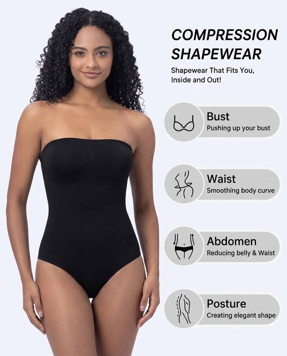 COANDMI Sculpt Strapless Bodysuit - Front View